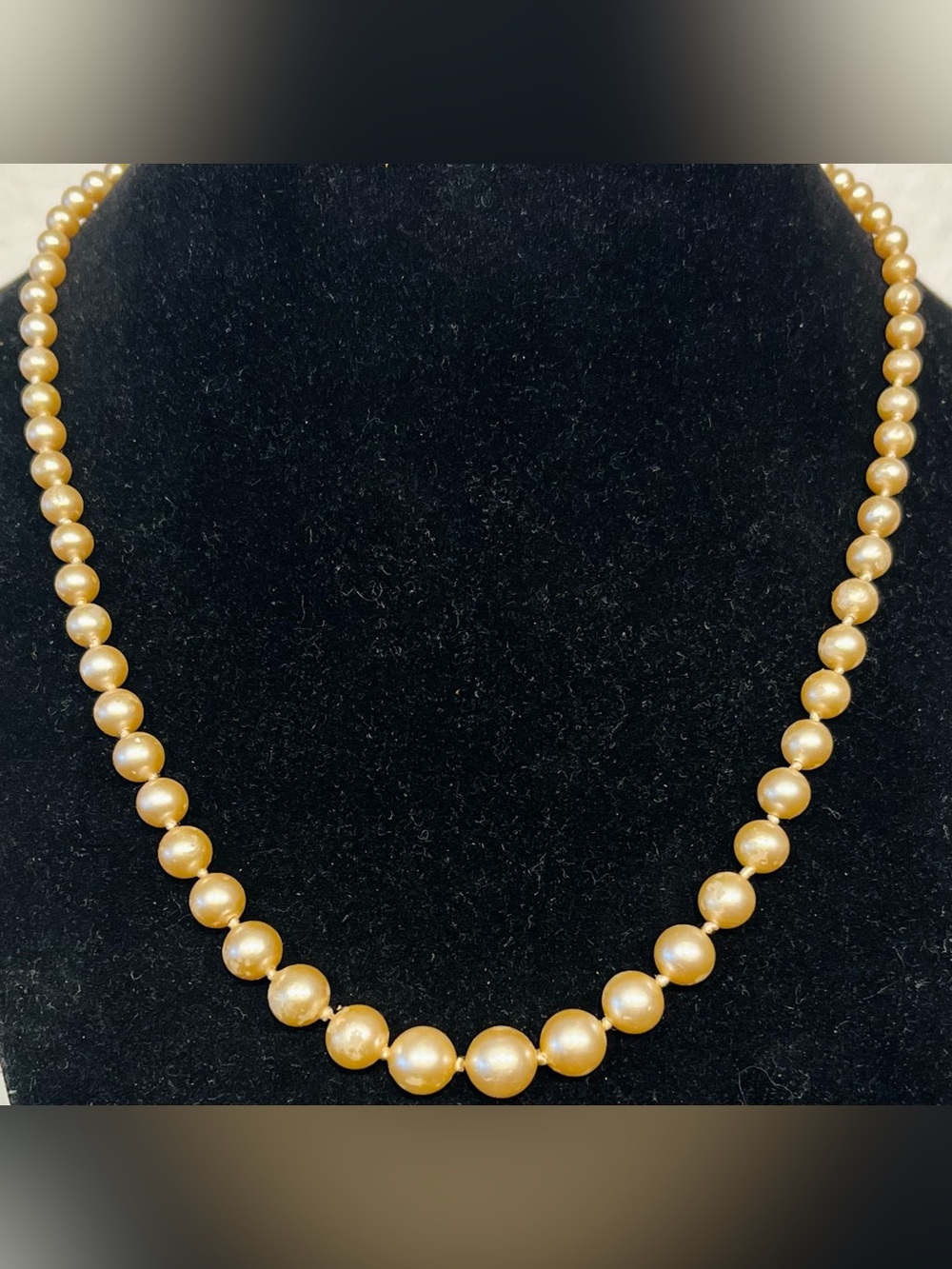Vintage Golden Pearl Bead Necklace